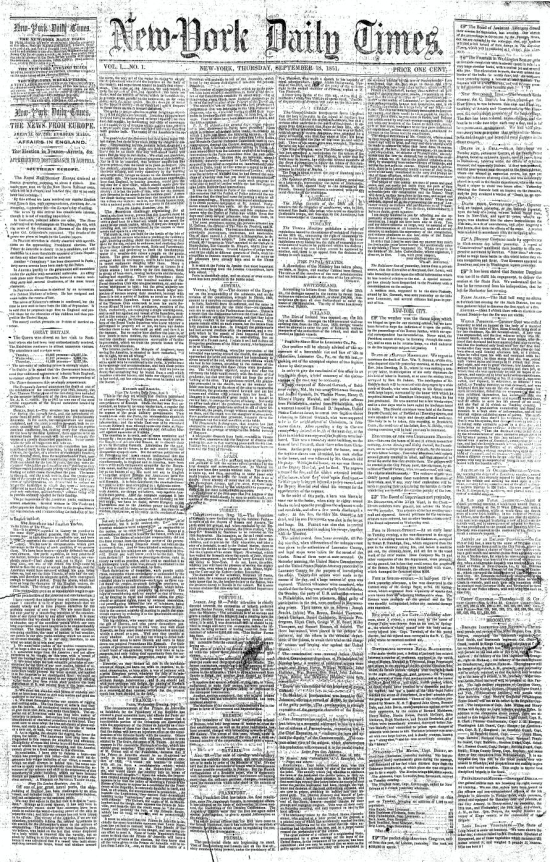 The_New-York_Daily_Times_first_issue